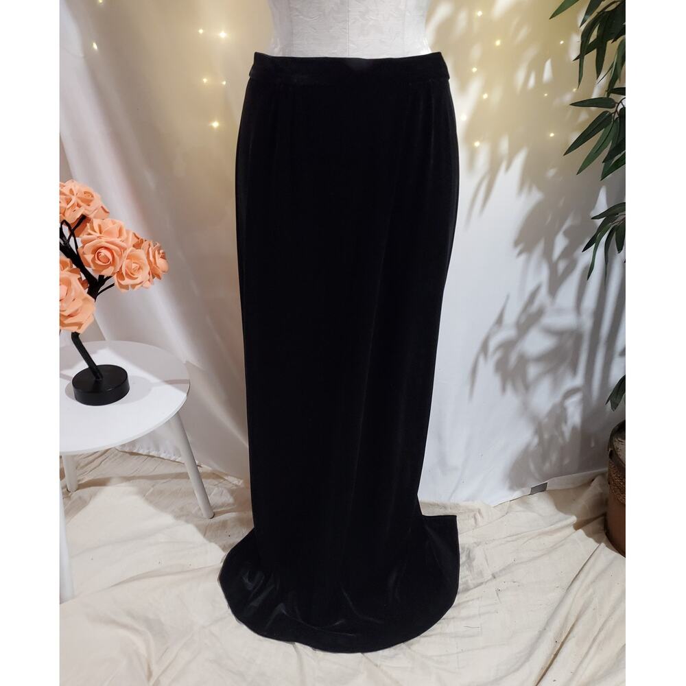 Vtg Alex Evenings Velvet Maxi Skirt Womens Size 10 Black Whimsygoth Dark Fairy